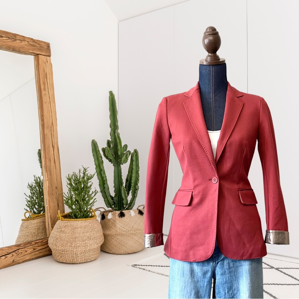 White House Black Market Metallic Cuff Blazer Jacket